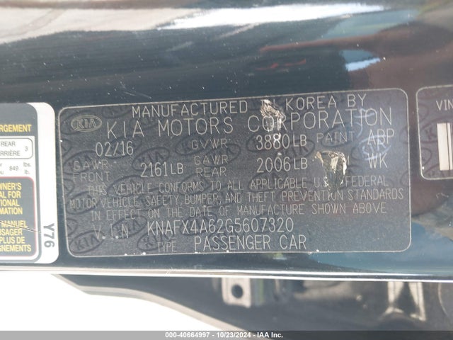 KIA FORTE LX 2016 KNAFX4A62G5607320 Image 9