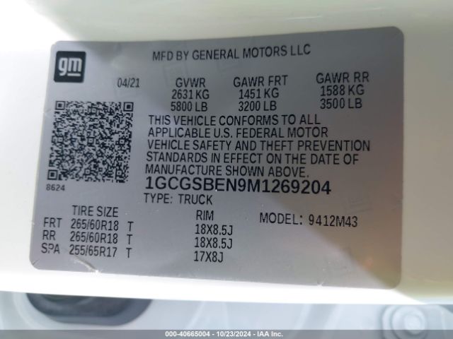 1GCGSBEN9M1269204 Chevrolet Colorado 2wd  Short Box Wt
