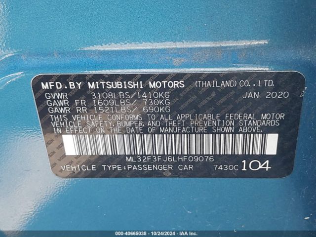ML32F3FJ6LHF09076 Mitsubishi Mirage G4 Es