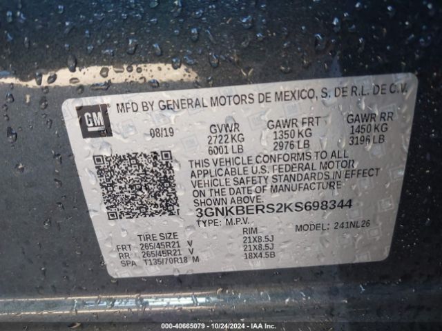 3GNKBERS2KS698344 Chevrolet BLAZER RS