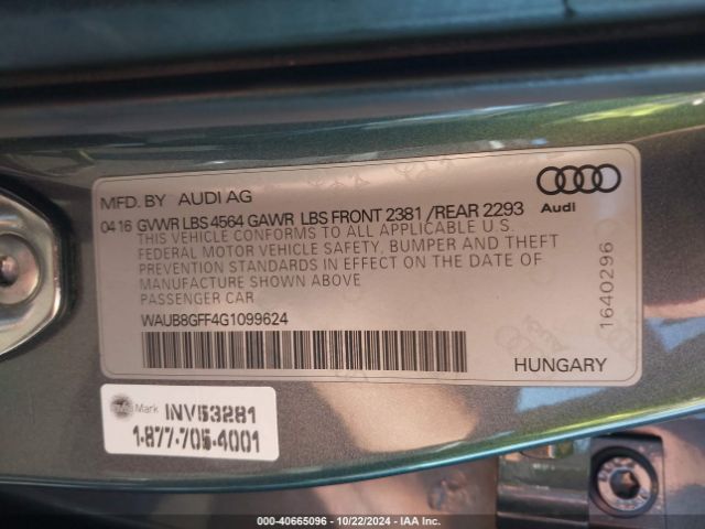 WAUB8GFF4G1099624 Audi A3 2.0t Premium