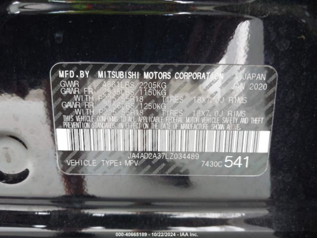 JA4AD2A37LZ034489 Mitsubishi Outlander Es 2.4