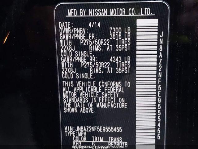 JN8AZ2NF5E9555455 Infiniti QX80