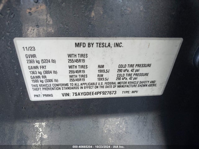 2023 TESLA MODEL Y 7SAYGDEE4PF927673 Photo 8