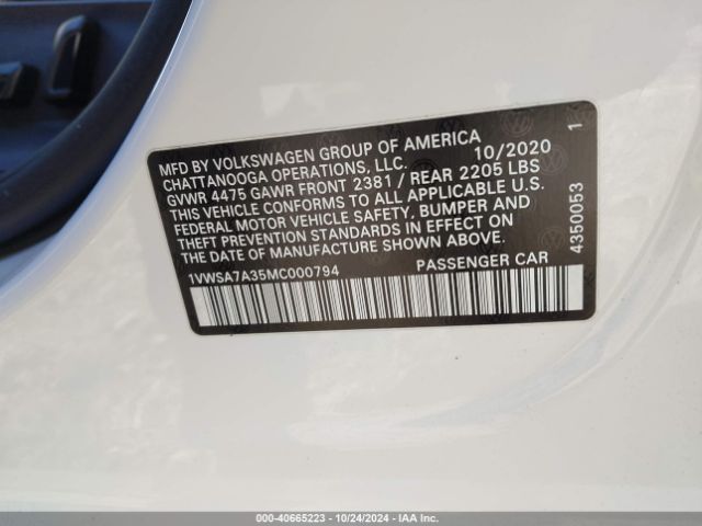 1VWSA7A35MC000794 Volkswagen Passat 2.0t Se