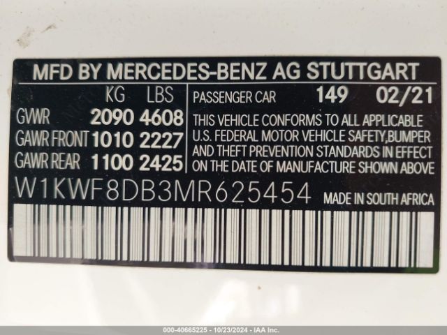 W1KWF8DB3MR625454 Mercedes-Benz C 300 Sedan