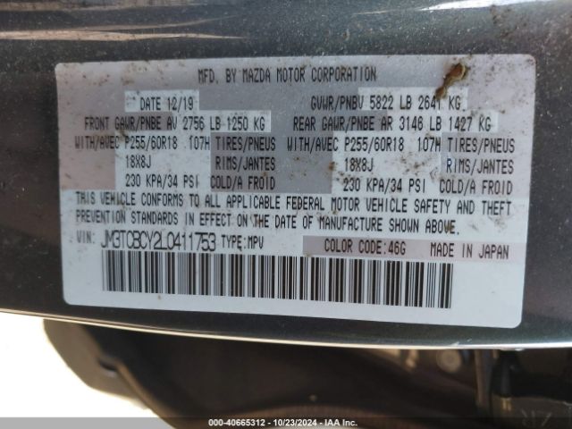 JM3TCBCY2L0411753 Mazda Cx-9 Touring