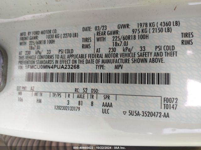 1FMCU0MN4PUA23268 Ford Escape St-line