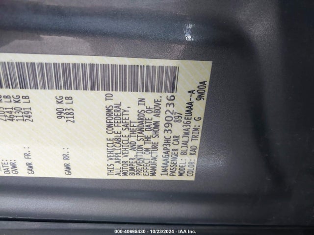 Nissan Maxima 3.5 Sv 2017 1N4AA6AP3HC390236 Image 9