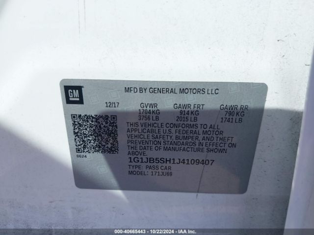 1G1JB5SH1J4109407 Chevrolet Sonic Ls Auto