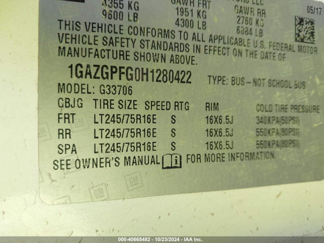Chevrolet Express 3500 Lt 2017 1GAZGPFG0H1280422 Image 9