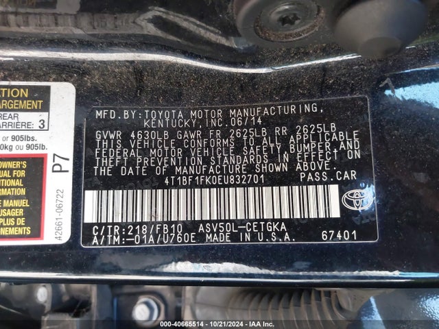 Toyota CAMRY XLE 2014 4T1BF1FK0EU832701 Image 9