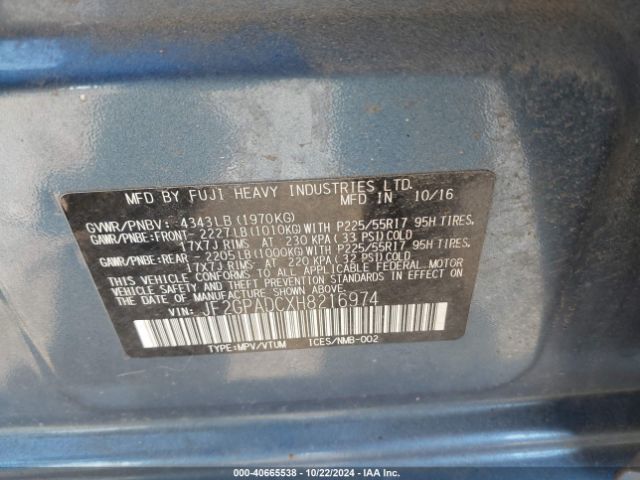 JF2GPADCXH8216974 Subaru Crosstrek 2.0i Premium