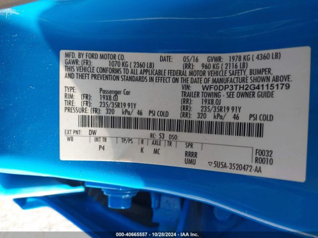 WF0DP3TH2G4115179 Ford FOCUS RS