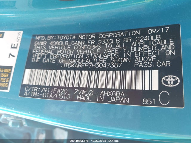 Toyota Prius Prime Advanced 2017 JTDKARFP7H3047387 Image 9
