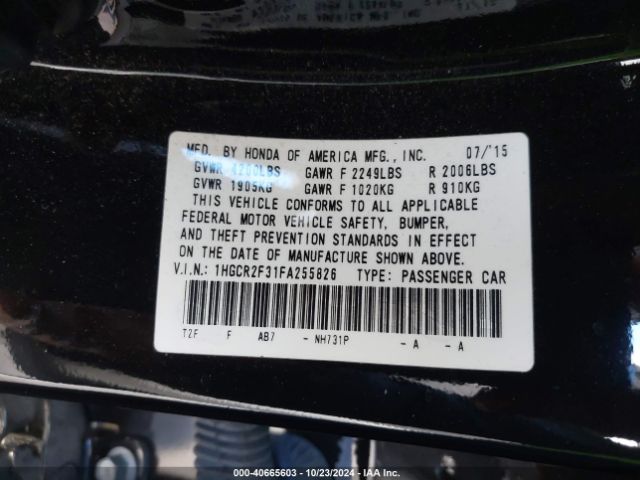 1HGCR2F31FA255826 Honda ACCORD LX