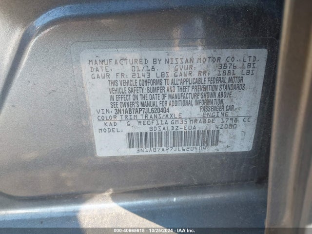Nissan SENTRA SV 2018 3N1AB7AP7JL620404 Image 9