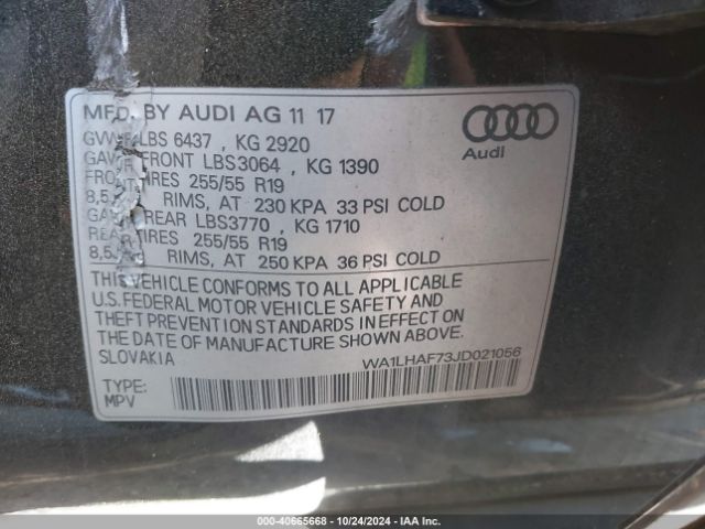 WA1LHAF73JD021056 Audi Q7 2.0t Premium