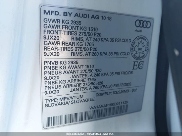 WA1AVAF15KD011125 Audi Q8 55 Premium