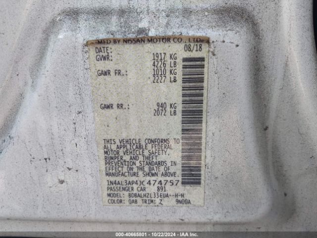 1N4AL3AP4JC474757 Nissan Altima 2.5 Sr