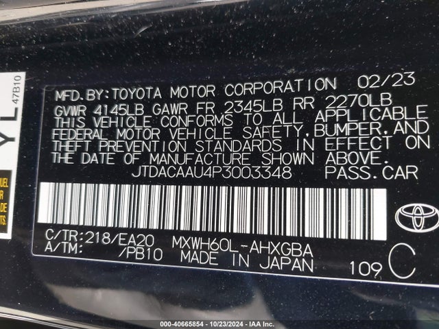 Toyota PRIUS XLE 2023 JTDACAAU4P3003348 Image 9