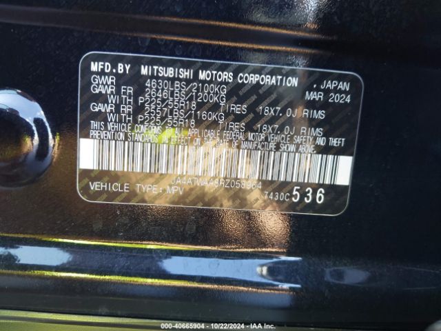 JA4ATWAA8RZ058964 Mitsubishi Eclipse Cross Se S-awc/sel S-awc