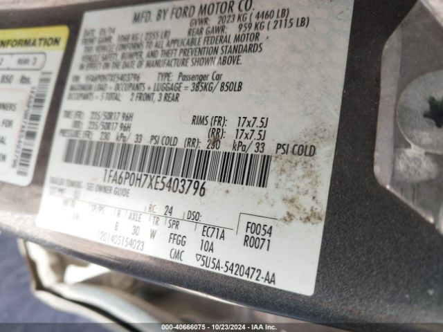 1FA6P0H7XE5403796 Ford FUSION SE