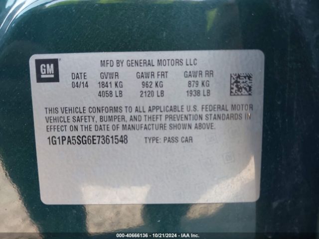 1G1PA5SG6E7361548 Chevrolet Cruze Ls Auto