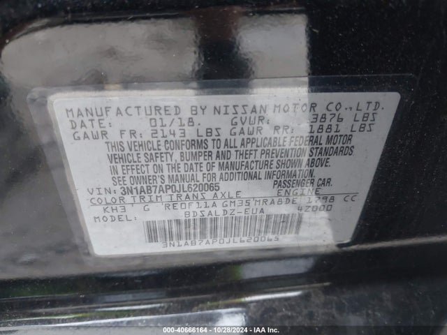 Nissan SENTRA SV 2018 3N1AB7AP0JL620065 Image 9