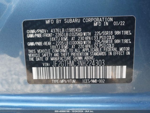 JF2GTHMC3NH224303 Subaru Crosstrek Limited