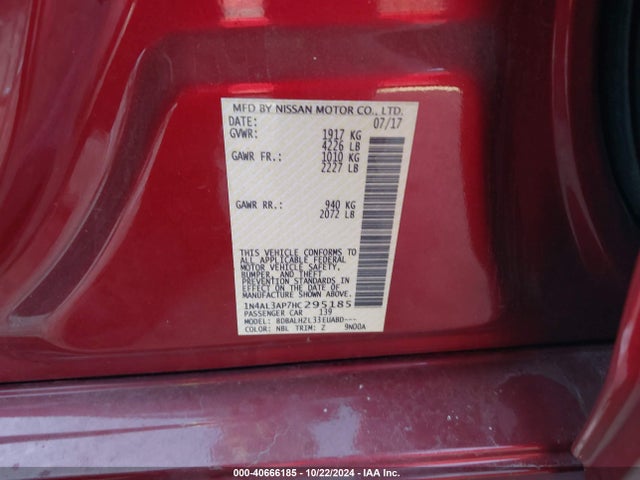 Nissan Altima 2.5 Sr 2017 1N4AL3AP7HC295185 Image 9