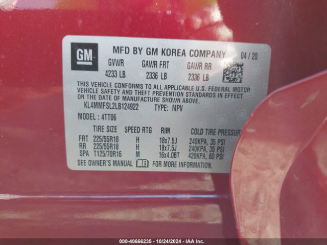 KL4MMFSL2LB124922 Buick Encore Gx Fwd Essence