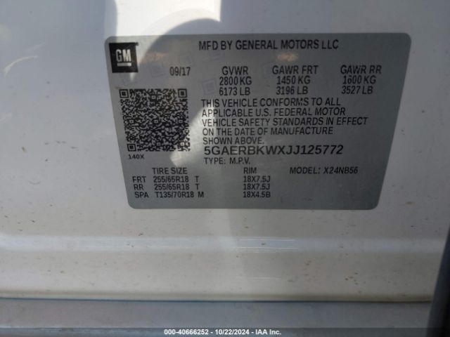 5GAERBKWXJJ125772 Buick Enclave Essence