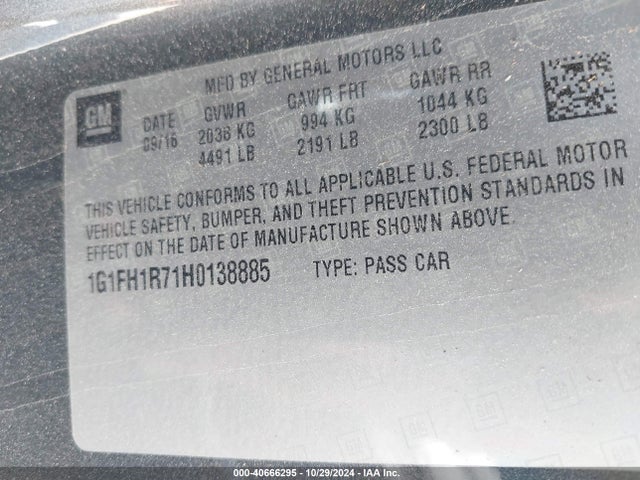 1G1FH1R71H0138885 Chevrolet lt1 - di: direct injection, afm, vvt: variable valve timing, ho: high output, alum