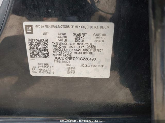 3GCUKREC9JG226490 Chevrolet Silverado 1500 2lt