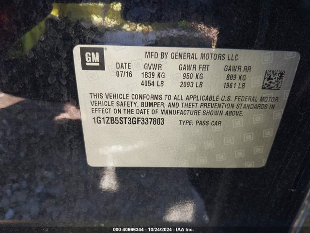Chevrolet MALIBU LS 2016 1G1ZB5ST3GF337803 Image 9