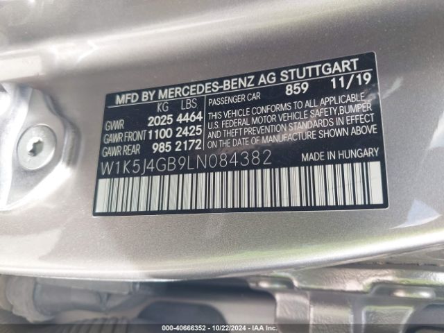 W1K5J4GB9LN084382 Mercedes-Benz CLA 250