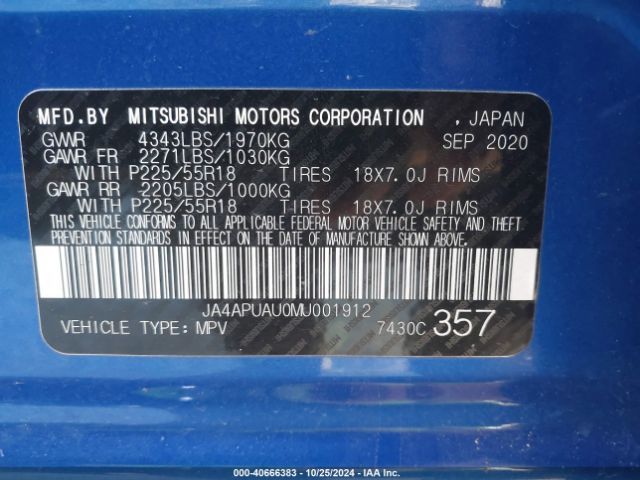 JA4APUAU0MU001912 Mitsubishi Outlander Sport 2.0 Es 2wd