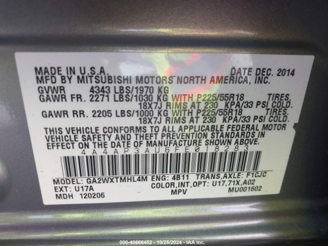 2015 MITSUBISHI OUTLANDER SPORT 4A4AP3AU6FE018283 Photo 8