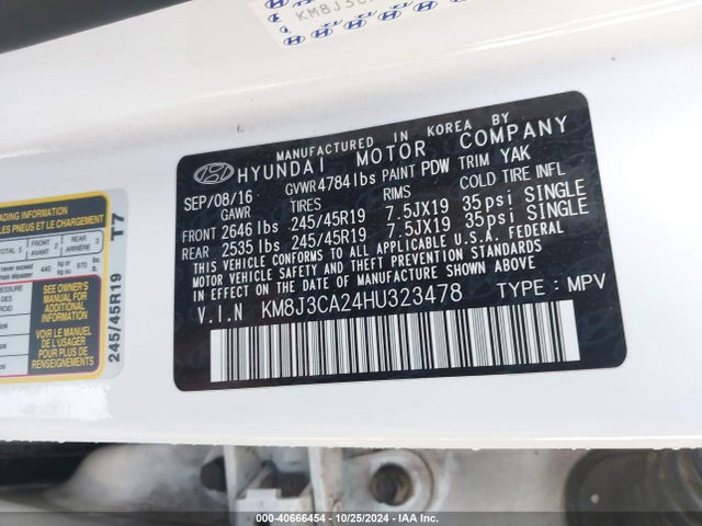 Hyundai Tucson Limited 2017 KM8J3CA24HU323478 Image 9