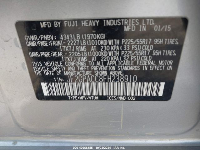 JF2GPACC8FH238910 Subaru Xv Crosstrek 2.0i Premium