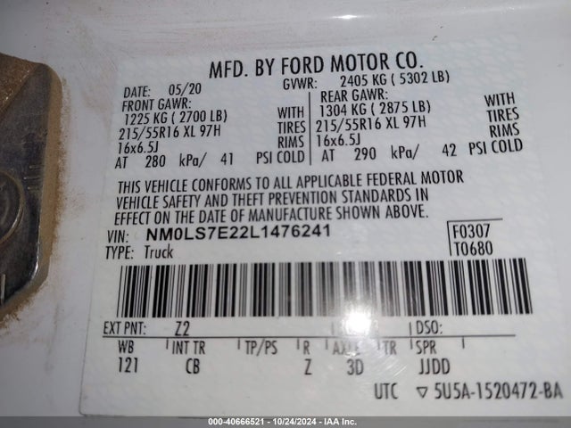 Ford Transit Connect Xl Cargo Van 2020 NM0LS7E22L1476241 Image 8