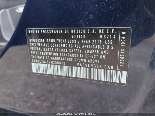 3VWLL7AJ3EM280812 Volkswagen Jetta 2.0l Tdi Value Edition