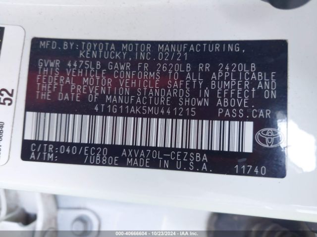 4T1G11AK5MU441215 Toyota Camry Se Nightshade Edition