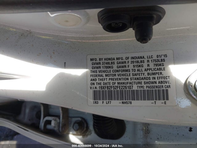 Honda Civic Lx 2015 19XFB2F52FE226107 Image 9