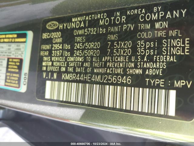KM8R44HE4MU256946 Hyundai Palisade Sel