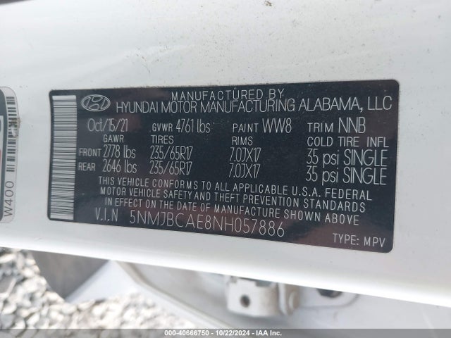 Hyundai TUCSON SEL 2022 5NMJBCAE8NH057886 Image 9
