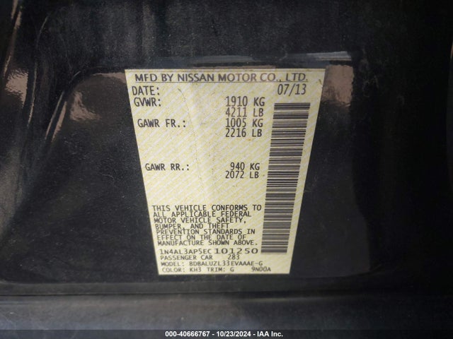 Nissan Altima 2.5 Sv 2014 1N4AL3AP5EC101250 Image 9