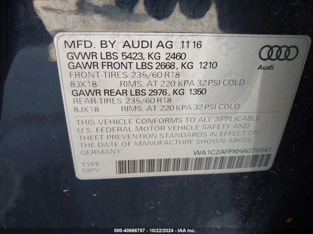 Audi Q5 2.0t Premium 2017 WA1C2AFPXHA079341 Image 9
