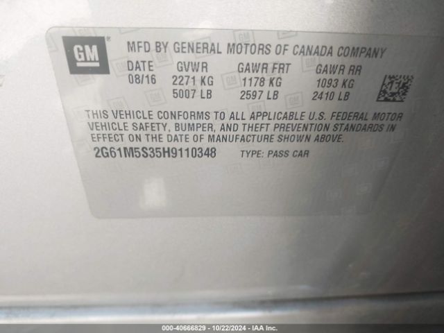 2G61M5S35H9110348 Cadillac XTS LUXURY